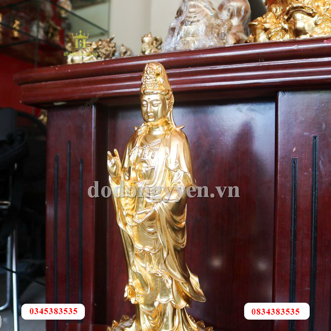 Tượng Phật Tam thế bằng đồng dát vàng cao cấp