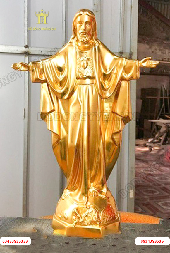Tượng chúa Giê su bằng đồng dát vàng cao cấp