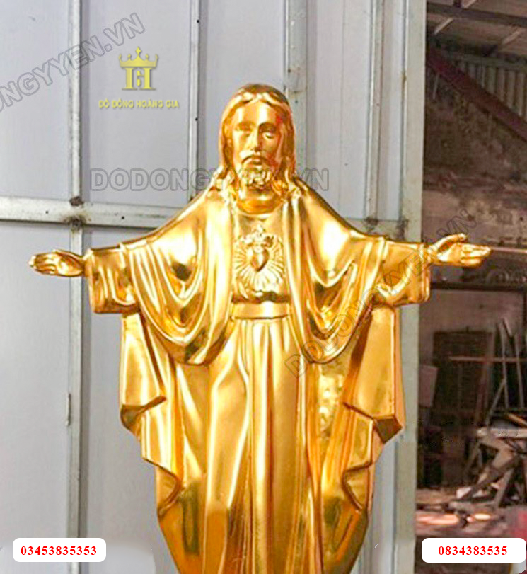 Tượng chúa Giê Su bằng đồng dát vàng cao cấp