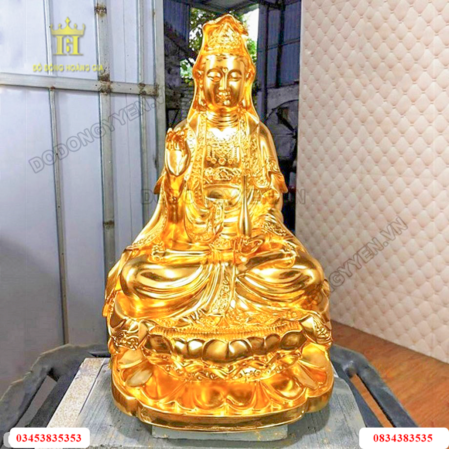 Tượng Phật đồng vàng dát vàng tinh xảo